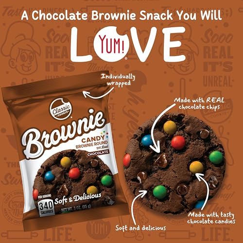 Classic Cookie, Soft Baked Brownie, Candy Brownie Round 3oz, 8 Count Pack