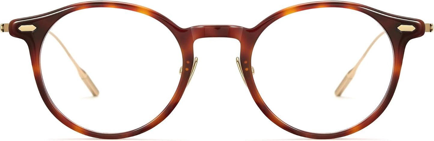 Cyxus Titanium Acetate Blue Light Glasses Woman Men, Round Reduce Eye Strain Anti-Migraine Computer Work Study 8364