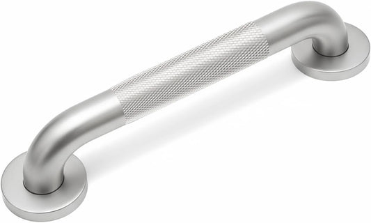 16 Inch Shower Grab Bars for Seniors 1.25'' Brushed Nickel Stainless Steel Grab Bar for Bathroom, Non Slip Knurled Safety Handrail for Bathtub Toilet Wall, Gifts for Elderly and Handicapped