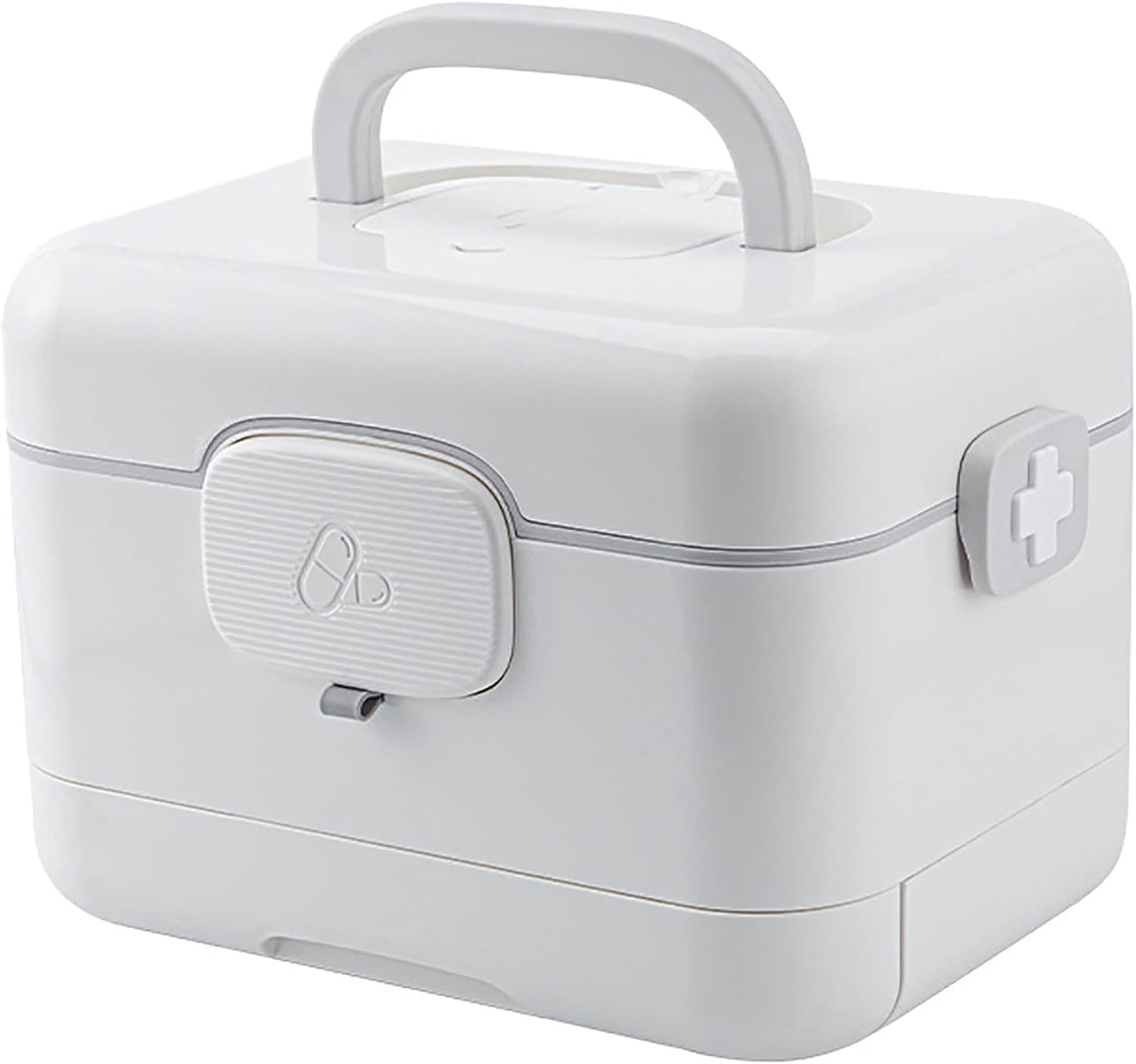 Pill Box Storage Box Household Large-Capacity Family-Mounted Portable First-aid Kit Smart Medicine Medical Box Multi-Layer Multi-Layer (Color : Gray)