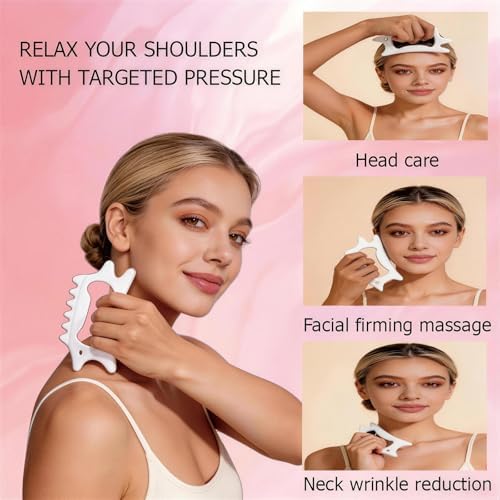 Ceramic Gua Sha Facial Tools Lymphatic Drainage Massager Body Guasha Tool for Face Lift Contour Sculpting Beauty Skincare Fascia Reshape Anti Cellulite Spa and Full Body Skin Care