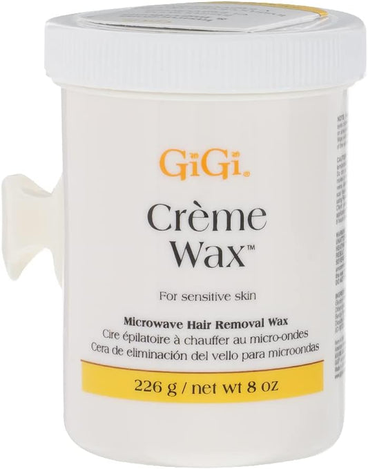 Gigi Crème Wax – Microwave Hair Removal Wax for Face & Body Sensitive Skin, Gentle Smooth Formula, At-Home Waxing, 8 oz