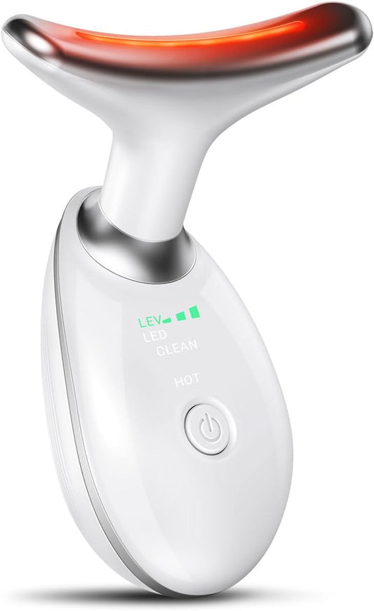 Neck Face Massager, Face Sculpting Tool, 3 Modes and Vibration for Facial Massager for Double - Chin Wrinkle,Daily Home Use, White