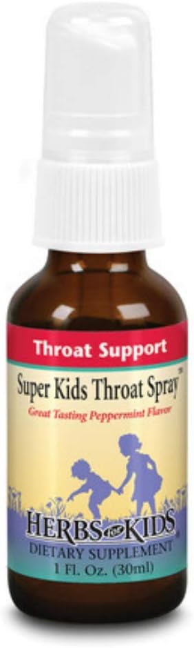 Herbs for Kids Super Kids Throat Spray, Peppermint (Btl-Glass) | 1oz