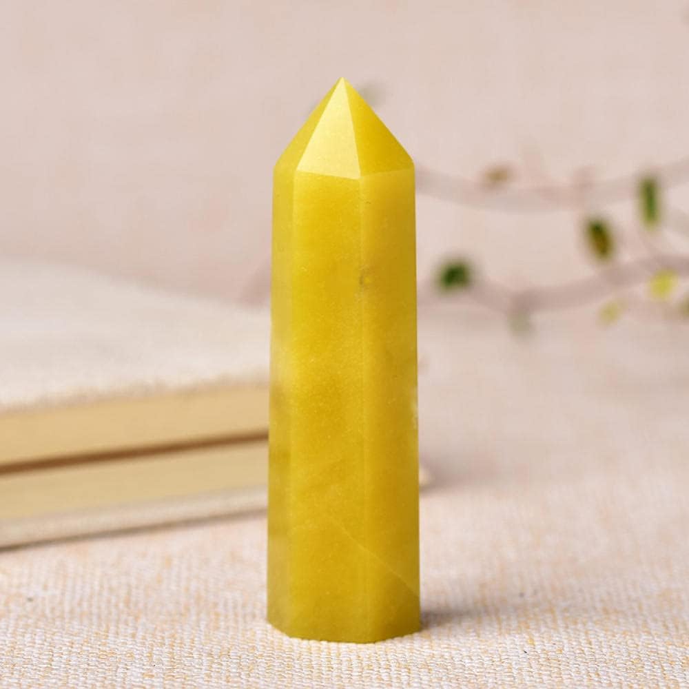 1PC Natural Crystal Point Lemon Jade Stone Obelisk Yellow Quartz Tower Ornament for Home Decor Energy Stone Pyramid Gift-Lemon Jade_50-60mm