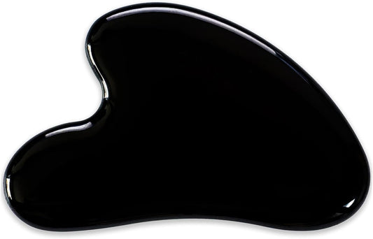 Gua Sha Jade Stone Gua Sha Massage Tool, Guasha Tool for Face and Body Skin Massage. Tools for SPA Acupuncture, Pink Stone for Body Face Neck and Eye, Skin Care Gift for Woman (Black)
