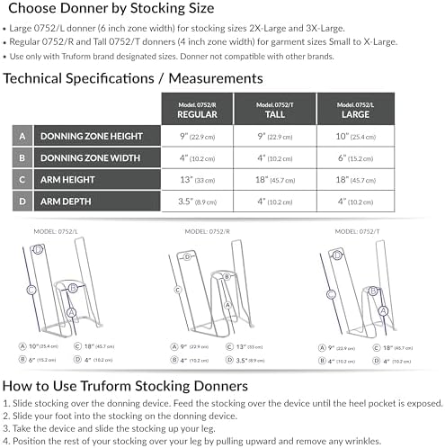 Truform Stockings Donner, Helper for Applying Compression Socks, Regular Size Foot Zone for S-XL Garments