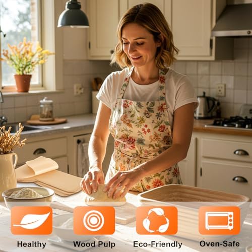 Marspark 100 Pcs Parchment Paper for Sourdough Baking, Bread Sling - Dutch Oven Liner, Pre-Cut Parchment Baking Supplies for Easy Dough Transfer (Round)