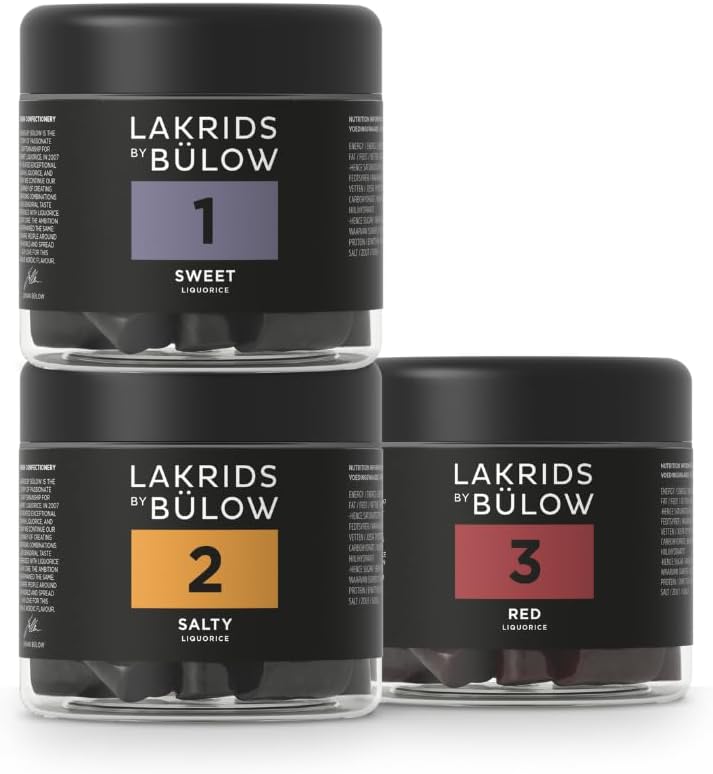 LAKRIDS BY BÜLOW - 3 x 5.3 oz - Sweet, Salty & Red - Vegan gourmet licorice from Scandinavia