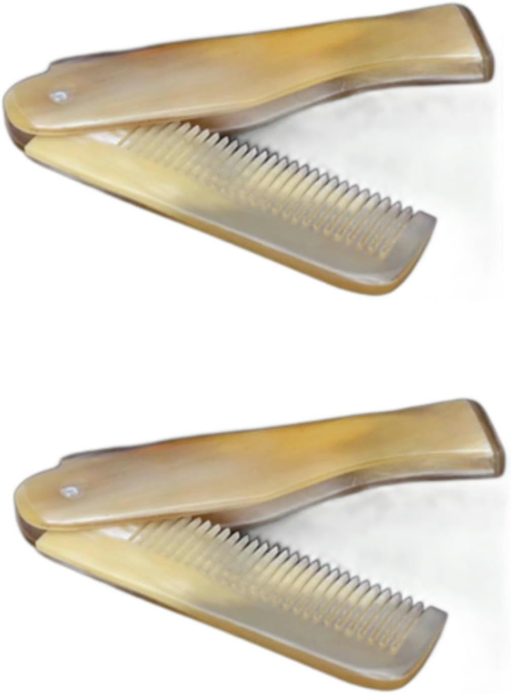 2Pcs Brown Yak Horn Comb Foldable Yak Horn Comb Pockets Clip Moustache Beard Styling Tool Portable Hairdressing Hair Hair Care Tools, Hair Brushes, Styling Tools and Appliances