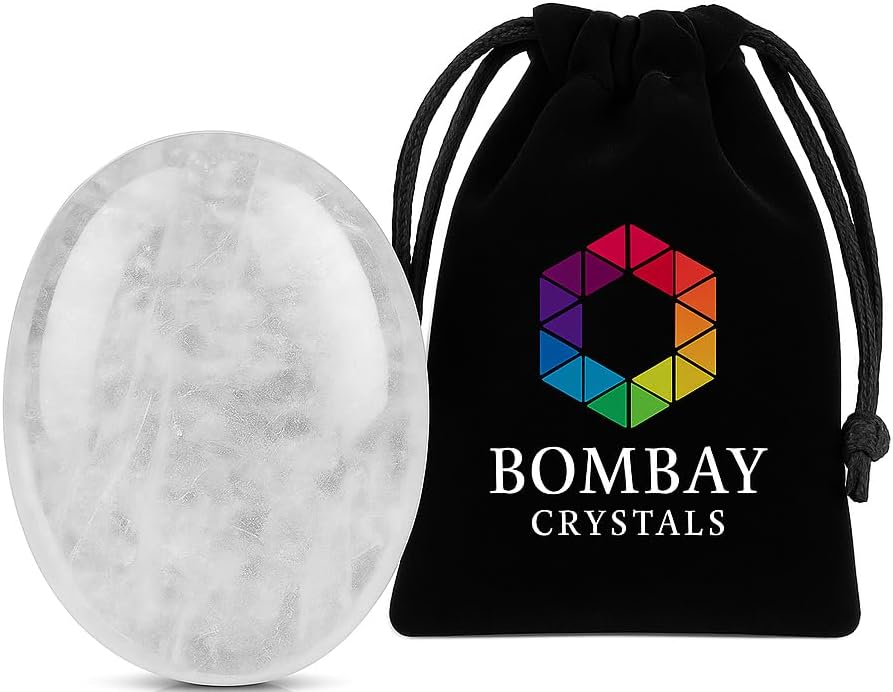 Natural Polished Thumb Palm Crystal for Meditation, Clear Quartz Worry Stone for Stress Relief, Anxiety Support & Pocket Reiki Healing