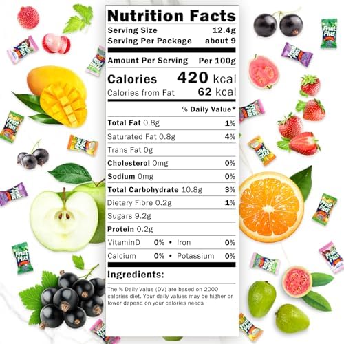 Fruit Plus Chewy Candy, Malaysian Individually Wrapped Bulk Candy, Fruit Snacks for Halloween Christmas Party, Non-Melting, 4.2 Oz Bag (Approx. 39 Count) (Strawberry)