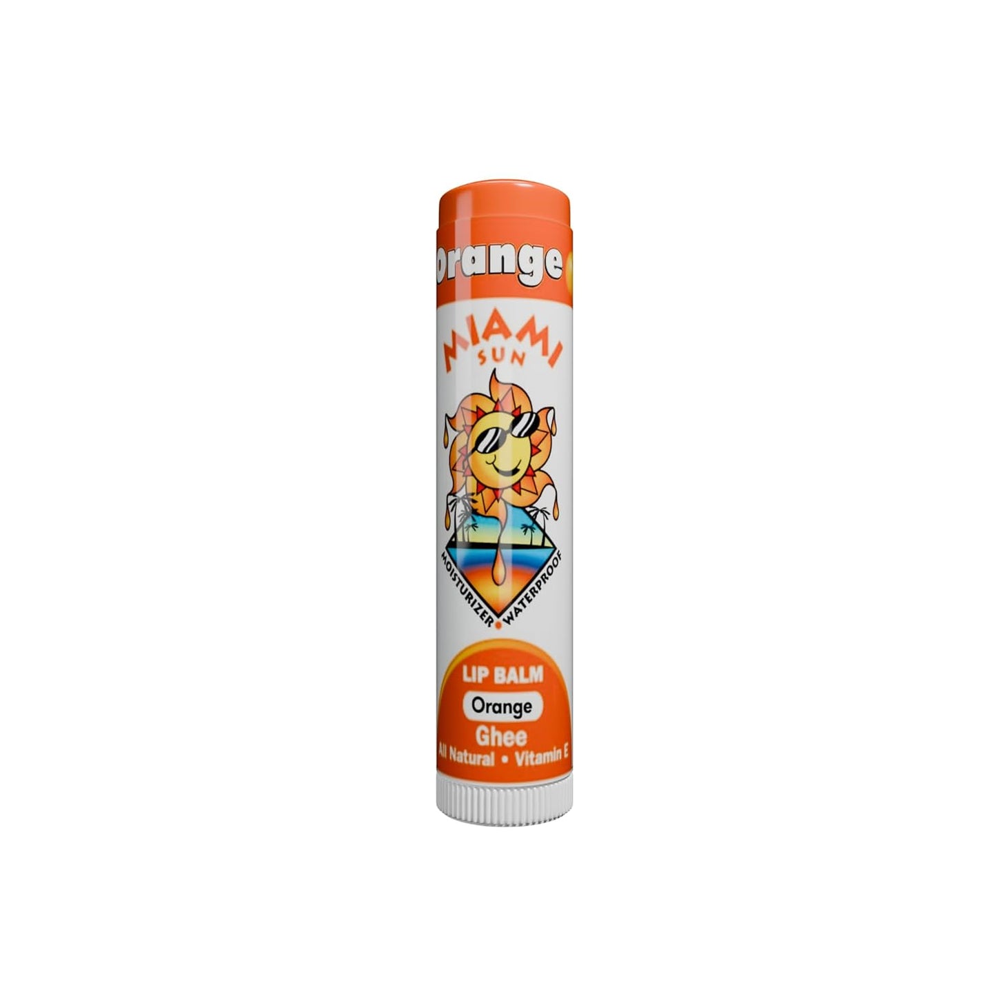 Miami Sun Natural Ghee Lip Balm, Hydrating Lip Treatment with Shea Butter & Beeswax, Organic & Non-Toxic, Best for Dry, Chapped Lips - Moisturizing, Healing, Chemical-Free Lip Repair (1 Count, Orange)