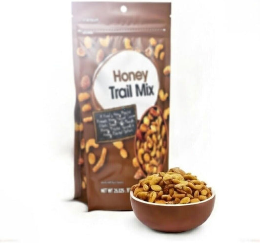 Honey Nut Trail Mix: Honey Roasted Peanuts, Almonds & Cashews with Sesame Sticks, Butter Toffee Peanuts - Great Snack Protein Food, Candied Glazed Crunchy Treat, 26oz Value Bag