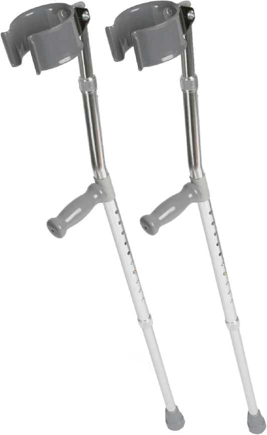 Medline Aluminum Forearm Crutches, Adult, Cuff Size 4", Pack of 2