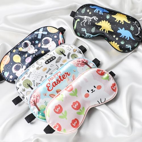 Cute Dinosaur Sleeping Eye Mask - Cool Dinosaur Eyes Mask with Adjustable Strap, Soft Lightweight Cartoon Animal Eye Cover for Night Sleep Travel Airplane Home Sleepover Party Gift Supplies