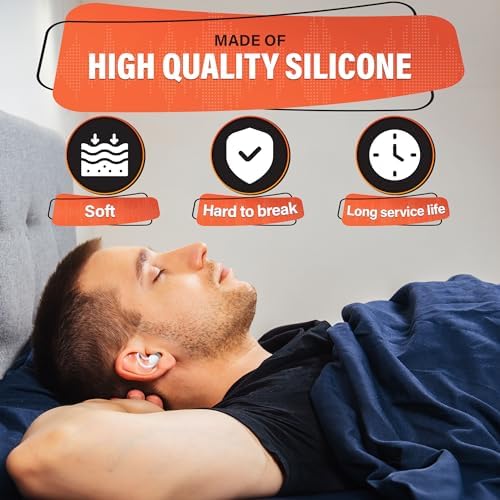 Reusable Ear Plugs for Sleeping - Noise Canceling Silicone Earplugs for Sleep, Reduce 40 dB, White Earplugs for Musicians Hearing Protection, Durable and Comfy, Good for Flying, Focus and Quiet Time