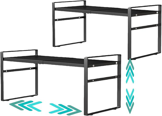 Expandable Cabinet Shelf Organizer Riser for Kitchen Pantry Cupboard Under Sink Countertop,kitchen cabinet shelf 8.3ââD * 12.2-23.6ââW * 10.4ââH