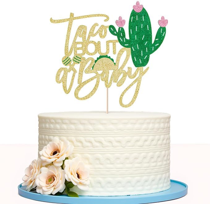 Sleyberoy Taco Bout a Baby Cake Topper-Mexican Theme Birthday Party、 taco Bout a Baby Baby Shower、Gender Reveal 、Taco Bout Fiesta Paper Selected party supplies (Taco Bout a Baby)