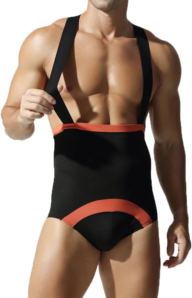 Men Athletic Supporters Bodysuit Slim Fit Sports Wrestling Singlets Active Leotard Jumpsuits Underwear Briefs
