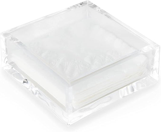 Huang Acrylic Clear Square Paper Napkin Holder | For Cocktails, Hosting, Picnics, Weddings, Parties | Long Lasting Premium Acrylic Construction