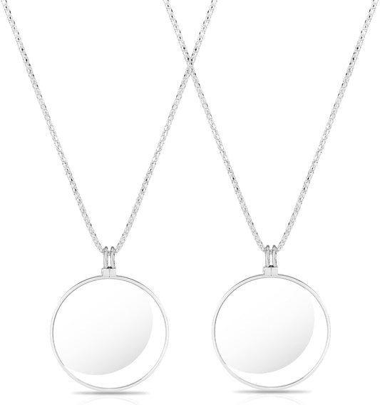 5X Magnifying Glass Necklace Vintage Magnifying Glass Pendant Necklace Monocle Lens Necklace Magnifying Glass on a Chain 1.7 Inch Diameter Glass Lens for Reading, Jewelry, Needlework