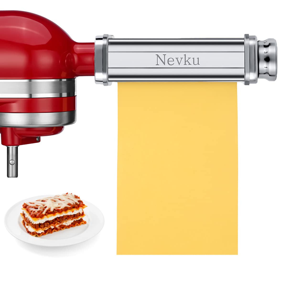 Pasta Roller Attachment for KitchenAid Stand Mixer, Stainless steel Pasta Roller Attachment with 8 Adjustable thickness knob, Stainless Steel Pasta Maker accessory Machine