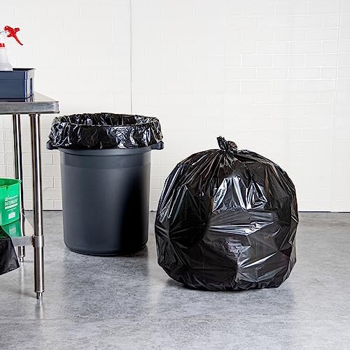 Restaurantware RW Clean 45 Gallon Trash Bags 100 Light-Duty Garbage Can Liners - Fits 40-45 Gallon Trash Cans Stretchable Black Plastic Bin Liners With Star Seal Bottom