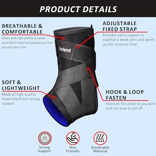 Ankle Brace for Women & Men, Lace up Maximum Ankle Support Brace for Sprained Ankle, Achilles,Tendon,Injury Recovery, Compression Ankle Stabilizer for Running, Basketball, Volleyball (Small)
