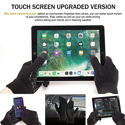 TRENDOUX Winter Gloves for Men Women - Upgraded Touch Screen Cold Weather Thermal Warm Knit Glove for Running Driving Hiking