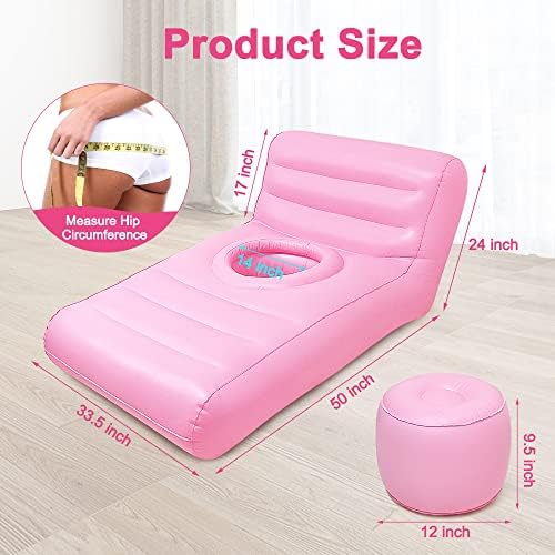 IVOSA Inflatable BBL Chair After Surgery with Ottoman, Portable BBL Sofa Bed with Hole for Sleeping & Post Surgery Recovery, Blow Up Lounger for Butt Support (Pink)