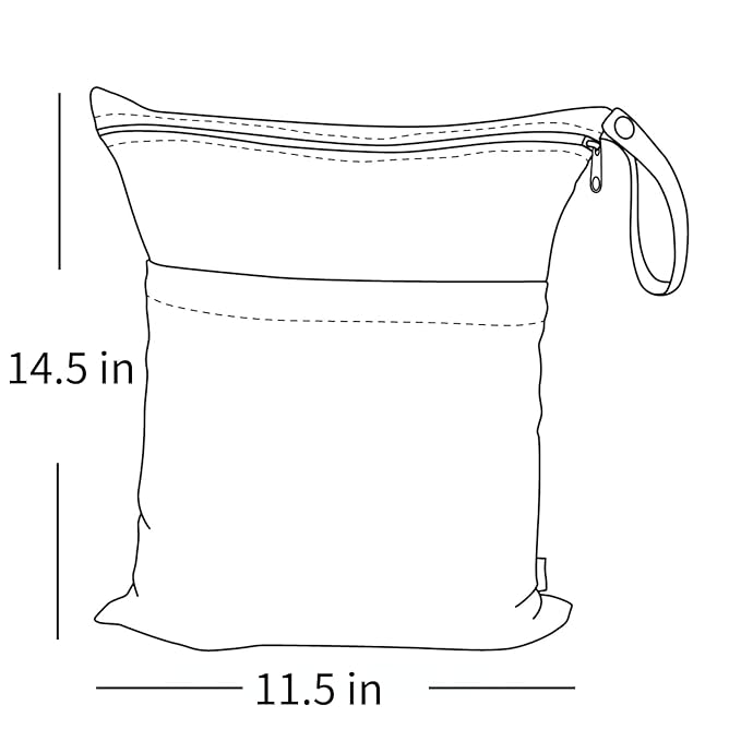 ALVABABY 2pcs Cloth Diaper Wet Dry Bags Waterproof Reusable with Two Zippered Pockets Travel Beach Pool Daycare Soiled Baby Items Yoga Gym Bag for Swimsuits or Wet Clothes 2LM13