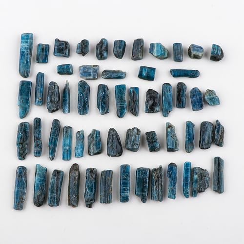 Raw Kyanite Loose Gemstone Lot – 50 Carat Natural Uncut Blue Blades, 8 to 10 Pieces – Rough Crystals for Healing, Meditation, Wire Wrapping, Chakra Balancing & Crafts (Kyanite)