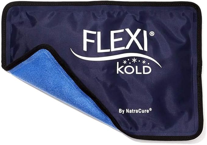 FlexiKold Reusable Gel Ice Pack with Straps â Cold Compress Pack for Injuries â Flexible Medical Ice Wrap for Back, Shoulders, Legs, Knees, Sciatica, Muscle Pain â Half Size