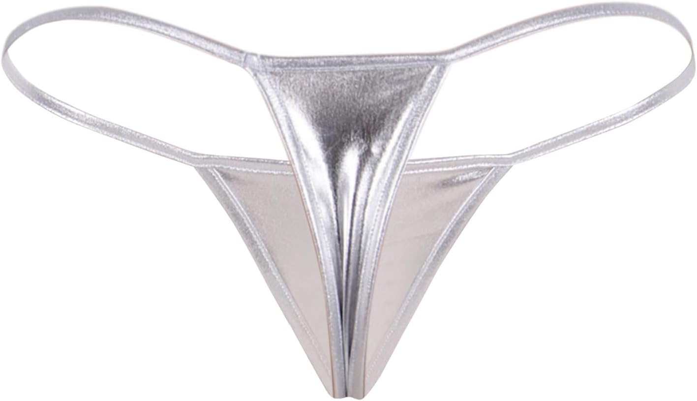 ohyeahlady Womens Sexy G-String Thongs Leather Bikini Panties Micro Underwear Low Rise T-Back Lingerie Underpants Plus Size