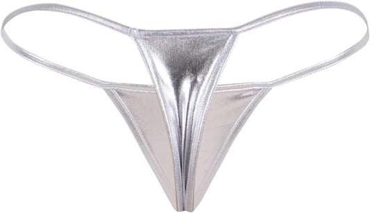 ohyeahlady Womens Sexy G-String Thongs Leather Bikini Panties Micro Underwear Low Rise T-Back Lingerie Underpants Plus Size