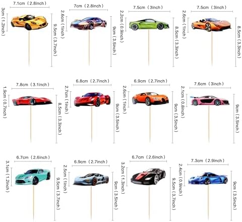 Racing Car Cupcake Toppers,24 PCS Racing Car Rider Theme Cupcake Decoration,Fighting Race Car Cupcake Picks Racing Car Cupcake Toppers for Baby Shower