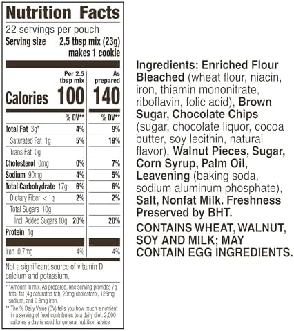 Betty Crocker Walnut Chocolate Chip Cookies, Cookie Baking Mix, 17.5 oz