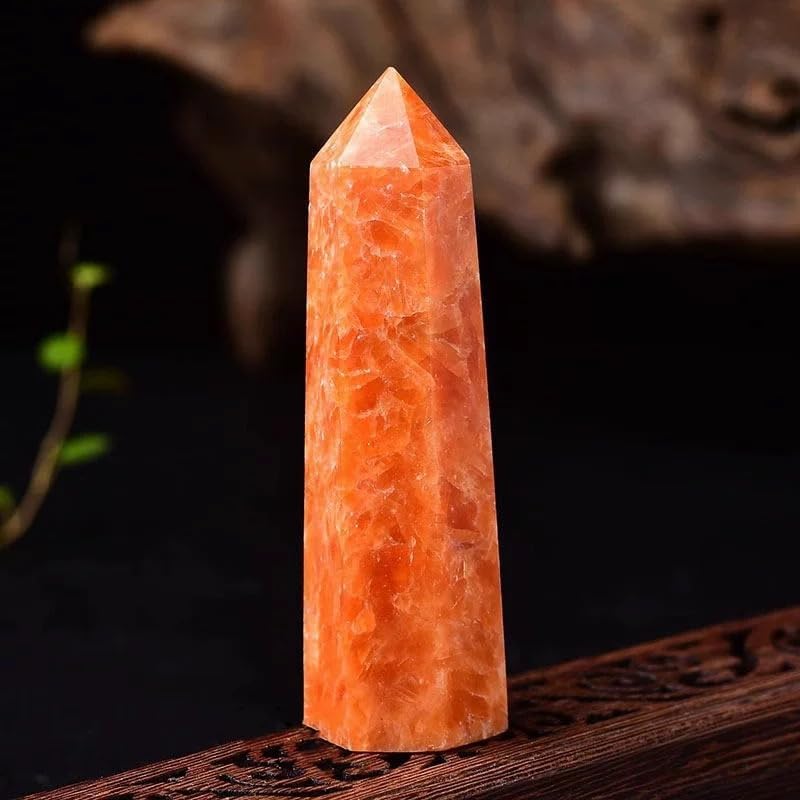 Natural Sunstone Crystal Wand Point 2.7–4.3 inch – Polished Hexagonal Crystal Tower for Reiki Healing, Meditation, Chakra Balancing & Home Energy Decor (0.5LB(2-5pc))