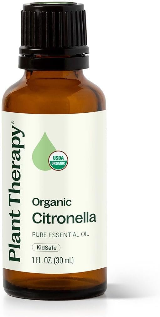 Plant Therapy Citronella Organic Essential Oil 30 mL (1 oz), 100% Pure, USDA Certified Organic, Undiluted, Natural Aromatherapy for Outdoor Pests and Immune Support