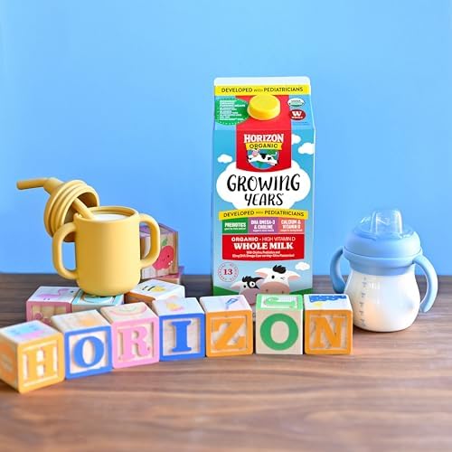 Horizon Organic Growing Years Whole Milk, High Vitamin D Organic Milk for Growing Kids with DHA Omega-3, Choline, and Prebiotics, 59 fl oz Carton