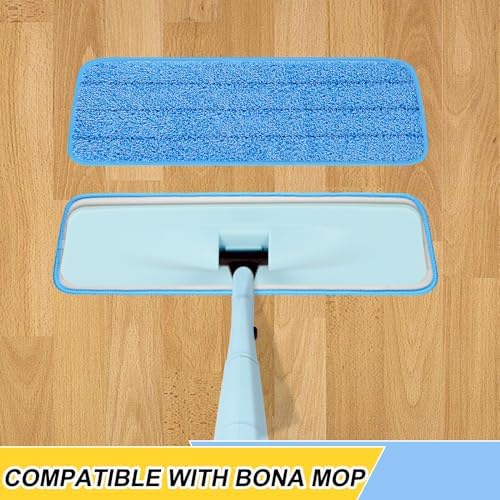16.5 inch Reusable Mop Pads Microfiber Spray Mop Replacement Heads for Wet/Dry Mops Compatible with Bona Floor Care System (6 Pack)