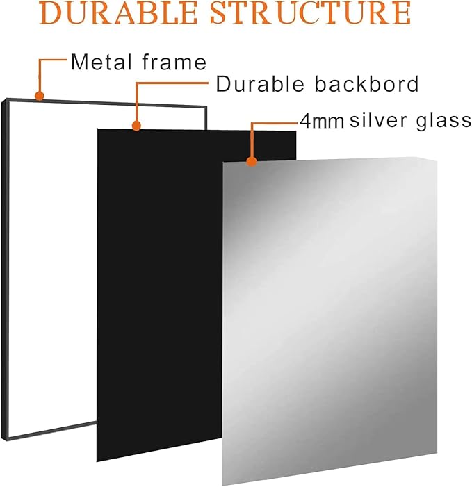 Rectangle Bathroom Mirror 28x34 inch, Large Mirror with Black Frame, Rectangular Vanity Mirror 28" X 34", Modern Matte Wall Mounting Mirrors, Hang Horizontal or Vertical