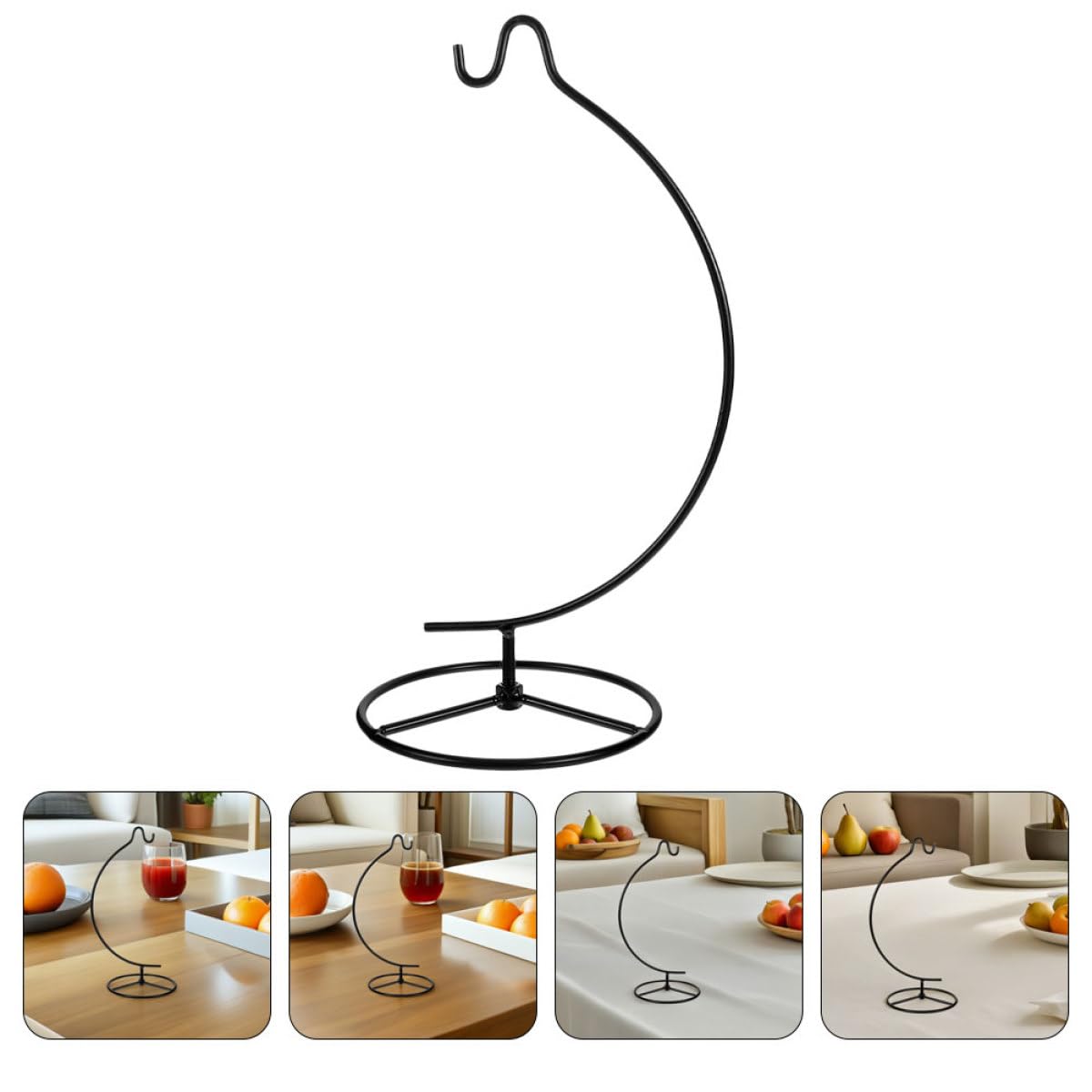 jojofuny 2pcs Metal Moon-shaped Hanging Ornament Display Stand Holder for Air Plant Terrariums and Glass Globe Pots Indoor Home Décor Hanging Rack