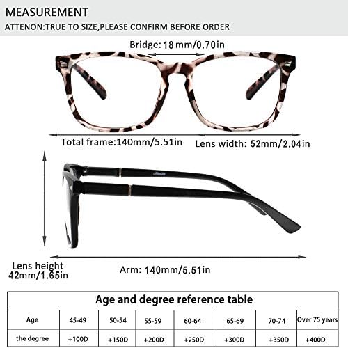 Henotin 4-Pack Blue Light Blocking Reading Glasses Women Men,Spring Hinge Computer Readers,Anti UV Ray Square Nerd Eyeglasses (Mixed Color, 2.50, Diopters)