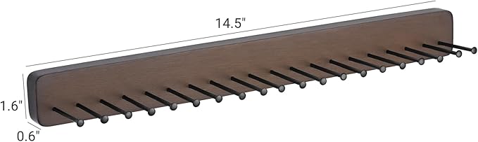 Mkono 2 Packs Tie Rack Wall Mounted Belt Hanger Holder Rustic Wood Tie Organizer for Men Closet Max up 20 Storage for Ties Belts Scarf