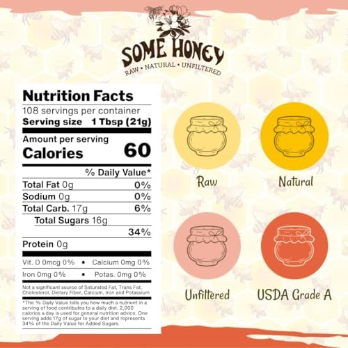 Some Honey Raw & Unfiltered Orange Blossom Honey – 100% Pure USDA Grade A, All-Natural Floral Citrus Nectar, 80 oz Jug