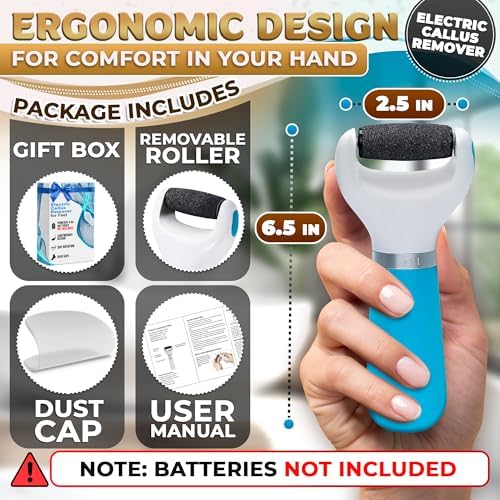 Electric Foot Callus Remover Tool for Dead Skin & Cracked Heels – Battery-Operated Foot Grinder with Replaceable Roller – Pedicure Tools for Feet & Toes – Smooth Feet at Home (Batteries Not Included)