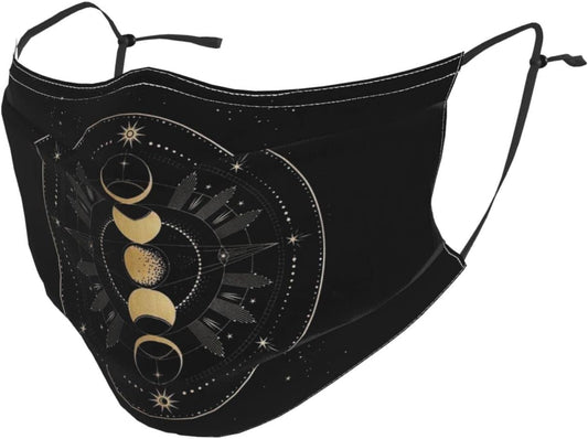 Dreamcatcher Pagan Moon Wicca Wiccan Face Mask Adult Dust Washable Reusable with Filters Black