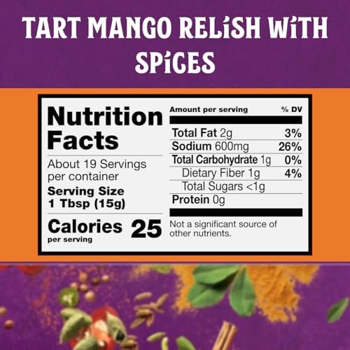Patak’s Medium Mango Pickle - Authentic Indian Relish with Mango Chunks & Aromatic Spices - Perfect with Naan, Pappadum, Sandwiches & Salads - Vegan Spicy Pickle - 10oz Jar (Pack of 1)